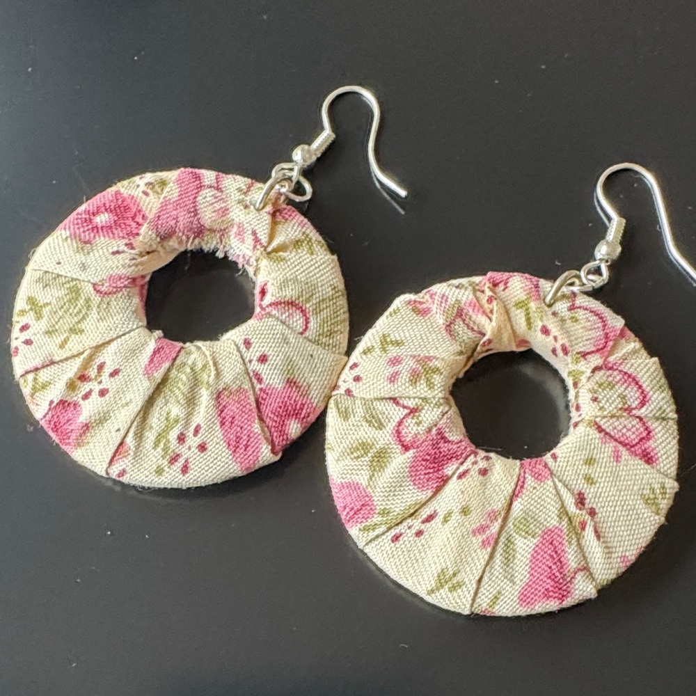 Floral Pink and Cream Earrings